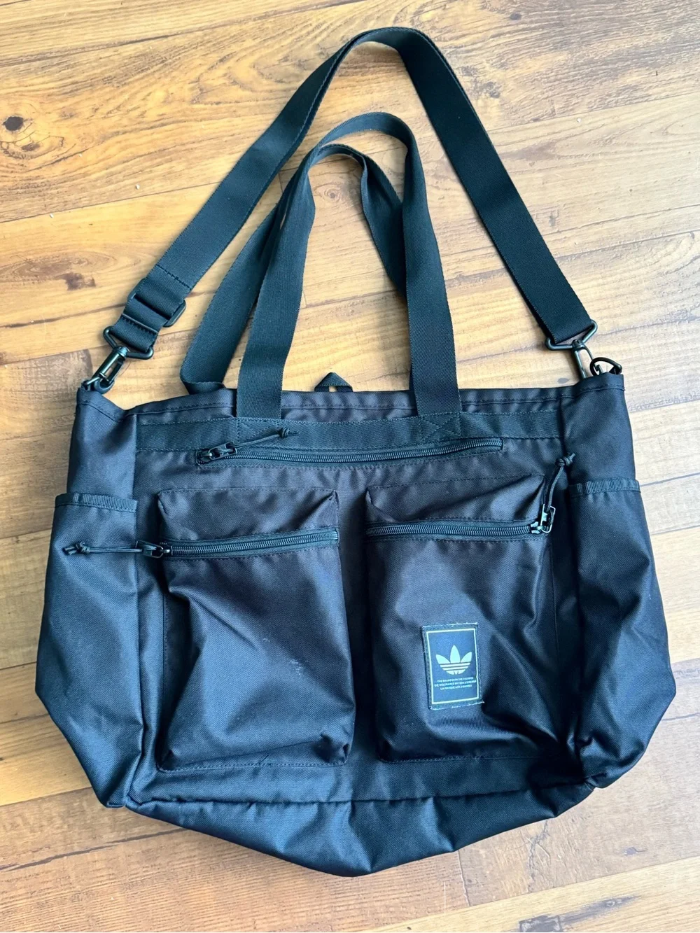 adidas Black Men's Messenger Tote with Front Zip Pockets